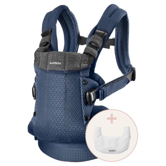 Porte-bébé Harmony avec bavoir – Bleu marine / Mesh 3D