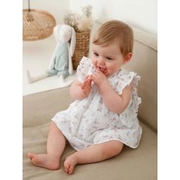 Robe fleurie bébé à volants ivoire imprimé