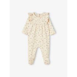 Dors-bien fleuri à volants bébé ouverture dos écru