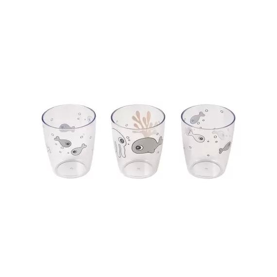 Lot de 3 gobelets Yummy Sea Friends gris (120 ml)