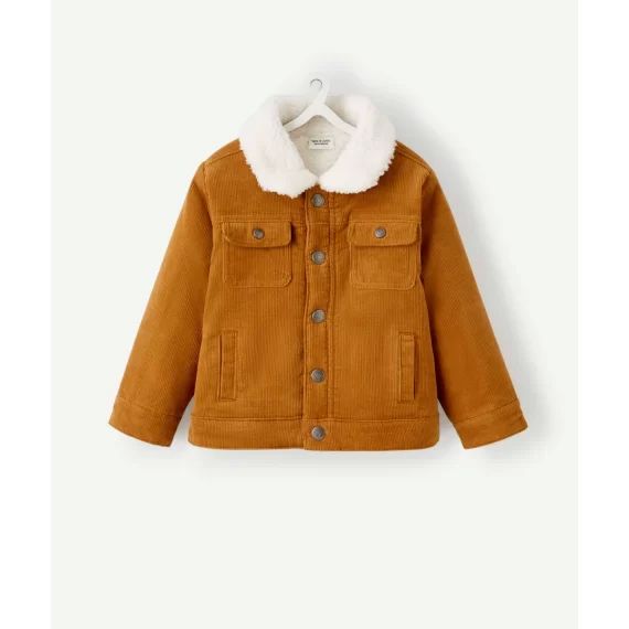 Veste bébé garçon en velours marron doublée sherpa –  – Soldes