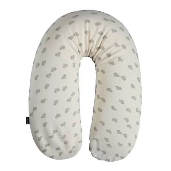 Coussin De Maternité Et D&rsquo;allaitement Jersey Cœurs/gris – 69 Cm – Candide Gris