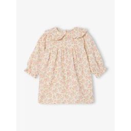 Robe fleurie bébé en gaze de coton vanille