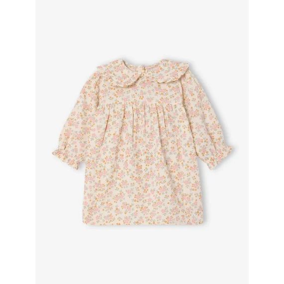 Robe fleurie bébé en gaze de coton vanille