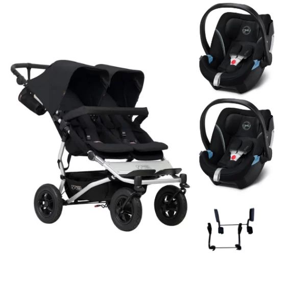 Poussette Double Mountain Buggy Duet V3.2 – Black + 2 Coques Cybex Aton 5