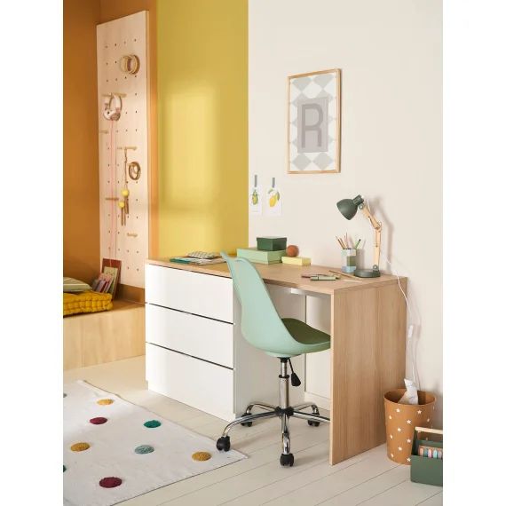 Bureau primaire avec commode intégrée blanc