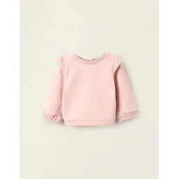 Sweat Floral Gratté Avec Volants Rose Clair