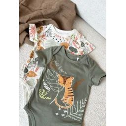 Lot De 2 Bodies Bébé Manches Courtes Dumbea Kaki