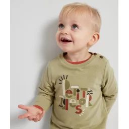 T-shirt bébé garçon en coton biologique vert avec message –  – Soldes