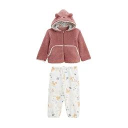 Ensemble Bébé Veste En Sherpa Et Pantalon En Molleton Bloom Rose