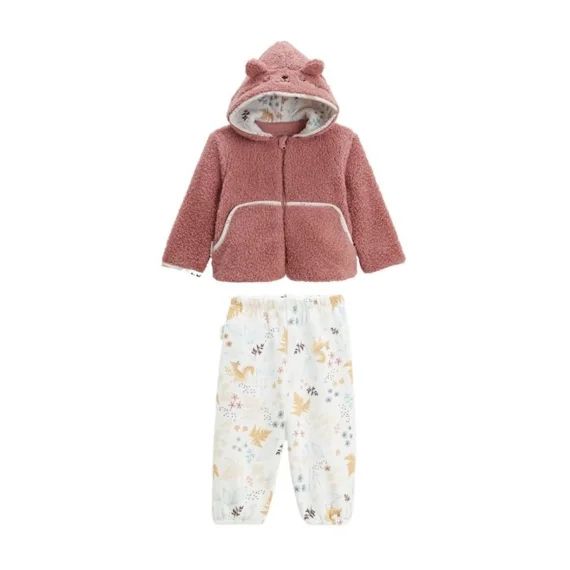 Ensemble Bébé Veste En Sherpa Et Pantalon En Molleton Bloom Rose