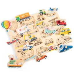 Grand Puzzle Véhicules 16 Pcs Beige