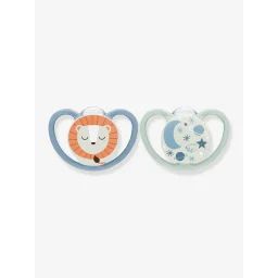 Lot de 2 sucettes physiologiques NUK Space Night en silicone taille 2 (6 à 18 mois)