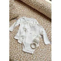 Lot De 2 Bodies Bébé Manches Longues Ouverture Croisée Câlins Ecru