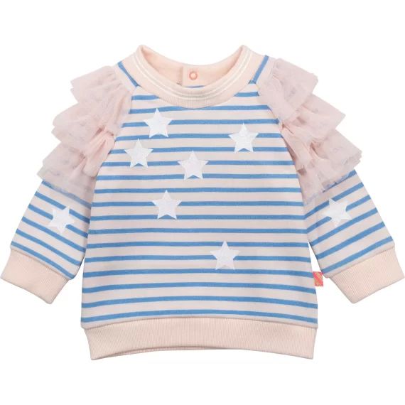 Sweat rayé avec volants Fille Bleu