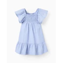 Robe En Coton Fil À Fil Avec Volants Brothers & Sisters Bleu Clair