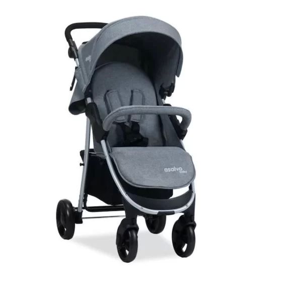 Poussette polyvalente – ASALVO – Paris – Gris – 4 roues – Naissance à 22 kg blanc