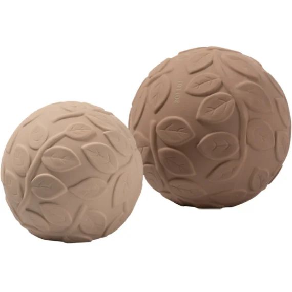 Lot de 2 balles sensorielles en hévéa Earth marrons