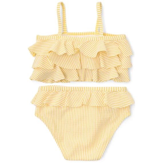 Maillot De Bain 2 Pièces À Volants Jaune