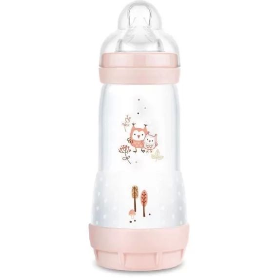MAM Biberon Easy Start / Anti-Colique Nature – 320ml – Blush – Tétine Débit 3 – X1 rose