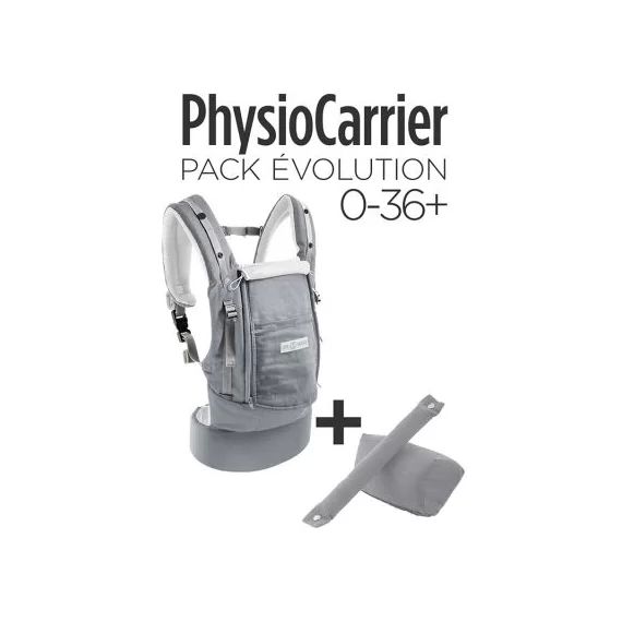 Pack Evolution porte bébé PhysioCarrier gris + booster nouveau-né