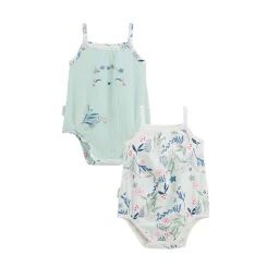 Lot De 2 Bodies Bébé À Bretelles Dahlia Bleu