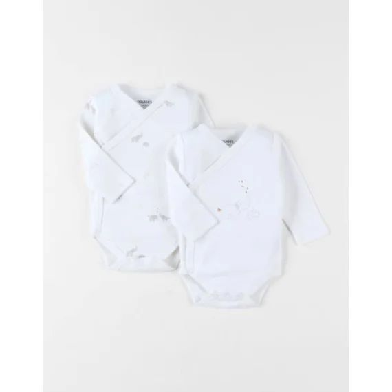 Ensemble 2 Bodys Croisés Jersey Bio – Ecru Blanc