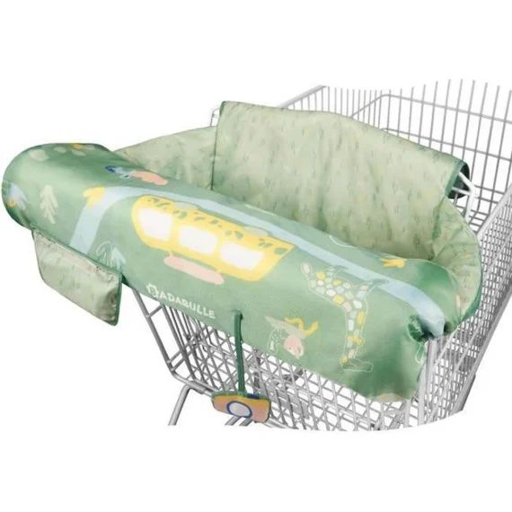 BADABULLE Protège-siège chariot pour enfant, universel, poche de rangement et jouet sensoriel intégrés vert