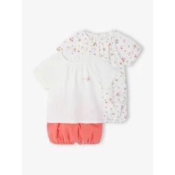 Lot de 2 pyjashorts bébé corail fluo