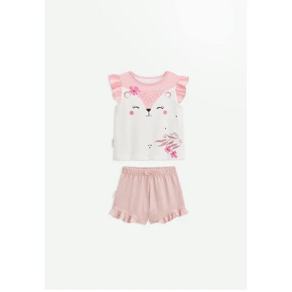 Pyjama Enfant Manches Courtes Petit Safari Rose