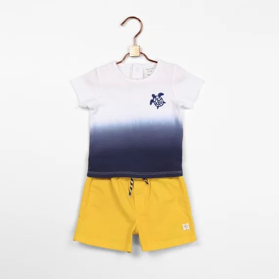 Short en coton uni Garçon Jaune