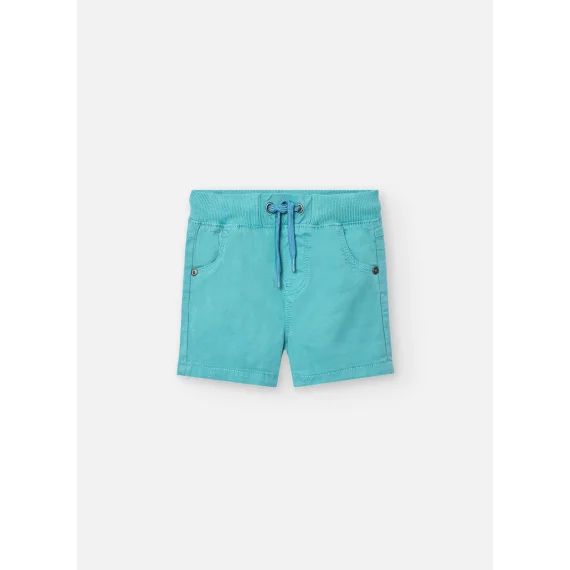 Bermuda Uni En Coton Avec Cordon De Serrage Vert