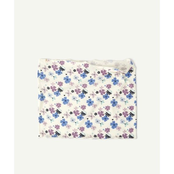 Snood bébé fille en coton écru et imprimé fleuri –  – Soldes