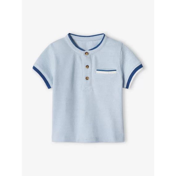 Polo bébé en maille piquée bleu ciel