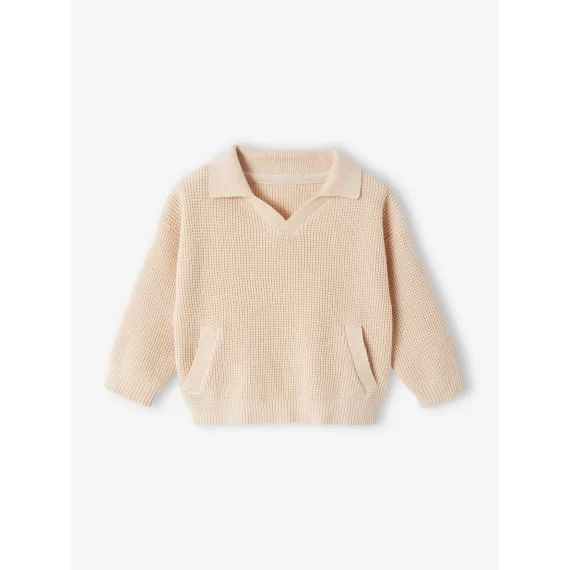 Pull col polo bébé écru