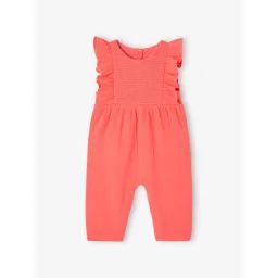 Combinaison bébé en gaze de coton corail