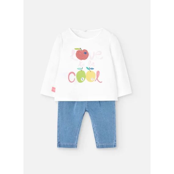 Ensemble T-shirt Avec Dessin Frontal Et Pantalon Blanc