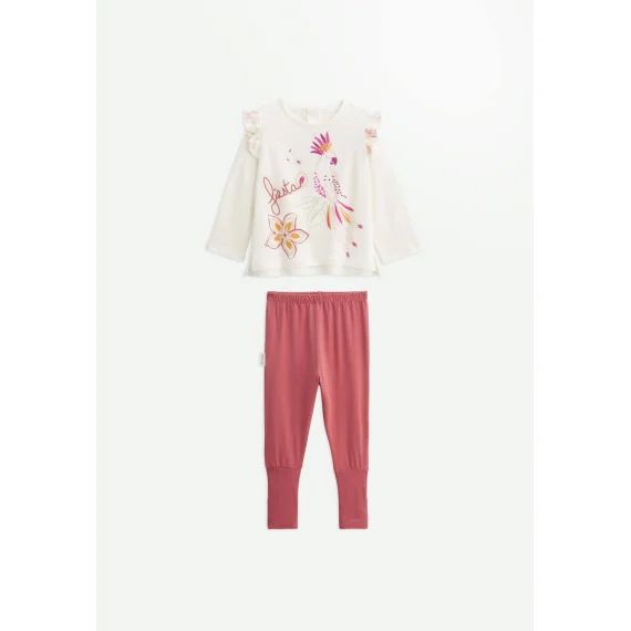 Pyjama Enfant 2 Pièces À Pieds Retroussables Fiesta Terracotta
