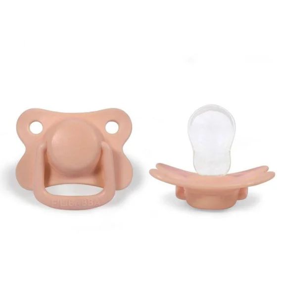 Filibabba – Lot de 2 sucettes anatomique en silicone 6 mois et + – Pêche orange