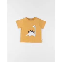 T-shirt Dino À Courtes Courtes Ocre Jaune