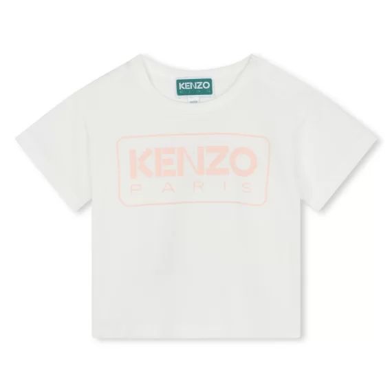 T-shirt pressionné en coton Fille Blanc