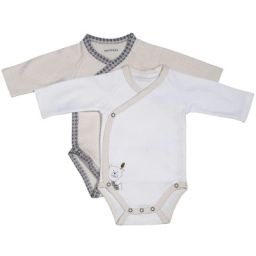 Lot de 2 bodies croisés manches longues Timouki (3 mois : 60 cm)