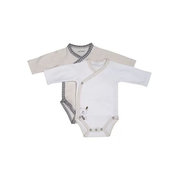 Lot de 2 bodies croisés manches longues Timouki (3 mois : 60 cm)