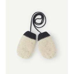 Moufles bébé garçon en fibres recyclées beiges et bleues