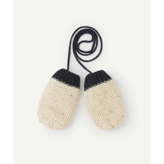 Moufles bébé garçon en fibres recyclées beiges et bleues