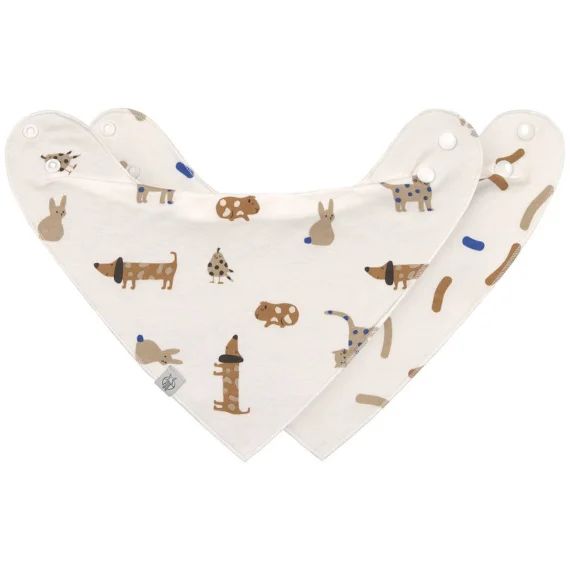 Lot De 2 Bavoirs Bandanas Blanc Imprimé