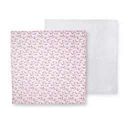 Lot De Deux Langes Escapade Kawaii Gaze De Coton Rose