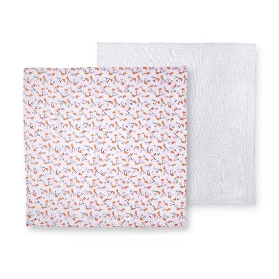 Lot De Deux Langes Escapade Kawaii Gaze De Coton Rose