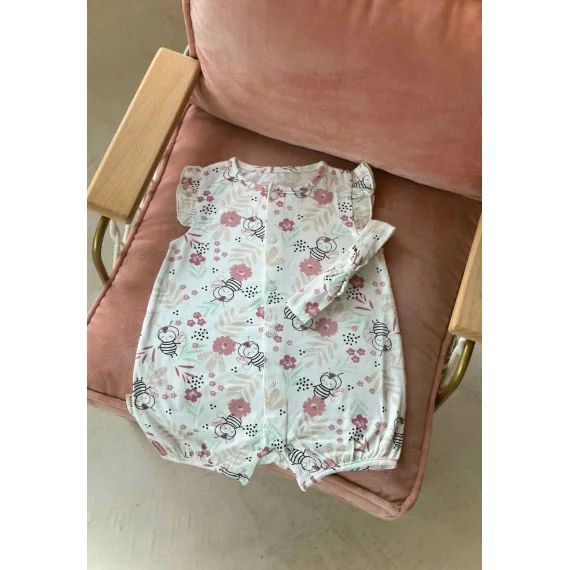 Combishort Bébé + Bandeau Mya Ecru