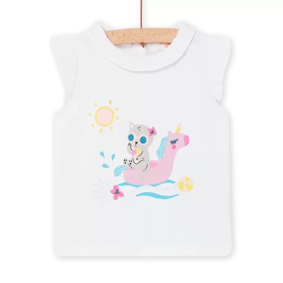 T-shirt Blanc À Motifs Fantaisie Bébé Fille